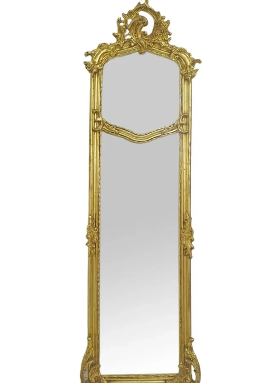 Casa Padrino Barock Spiegel Antik Gold 50 x H. 170 cm - Handgefertigter Antik Stil Wandspiegel - Barock Möbel