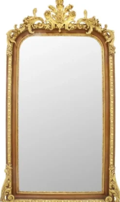 Casa Padrino Barock Spiegel Braun / Gold 85 x H. 160 cm - Prunkvoller Wandspiegel im Barockstil - Antik Stil Garderoben Spiegel - Wohnzimmer Spiegel - Barock Möbel