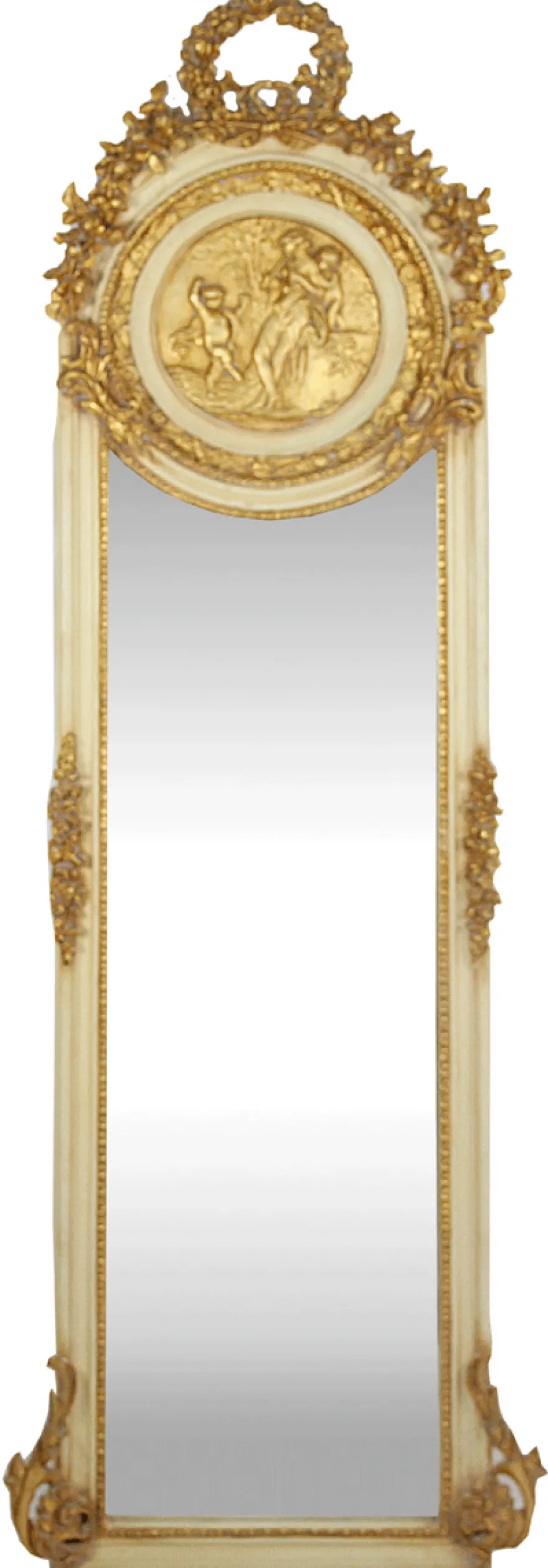 Casa Padrino Barock Spiegel Creme / Gold 55 x H. 175 cm - Massiv und Schwer - Antik Stil Wandspiegel