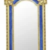 Casa Padrino Barock Spiegel Gold / Blau - Barockstil Spiegel mit eleganten Verzierungen - Rechteckiger Barockstil Wandspiegel - Barock Garderoben Spiegel - Barock Möbel - Möbel Barockstil