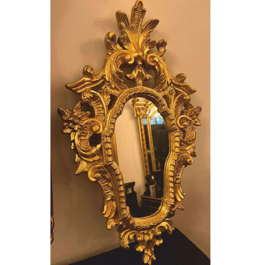 Casa Padrino Barock Spiegel Gold H. 64 cm - Barockstil Wandspiegel