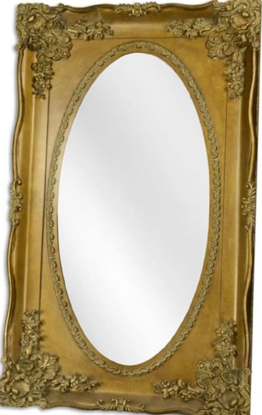 Casa Padrino Barock Spiegel Gold 94 x H. 154,5 cm - Prunkvoller ovaler Wandspiegel im Barockstil