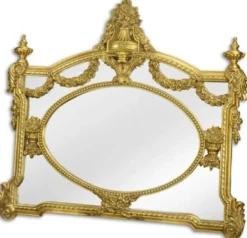 Casa Padrino Barock Spiegel Gold 131 x H. 116,5 cm - Garderoben Spiegel - Wohnzimmer Spiegel - Prunkvoller Wandspiegel im Barockstil