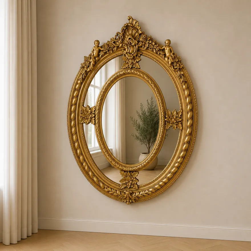 Casa Padrino Barock Spiegel Gold 100 x H. 130 cm - Prunkvoller Wandspiegel im Barockstil - Antik Stil Garderoben Spiegel - Wohnzimmer Spiegel - Barock Möbel