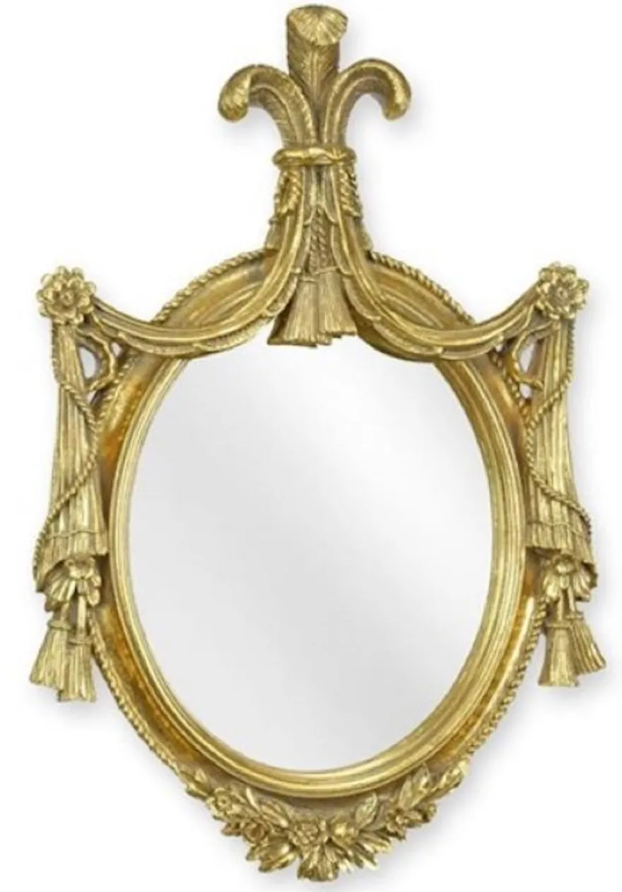 Casa Padrino Barock Spiegel Gold 29,2 x H. 43,4 cm - Prunkvoller Barockstil Kunstharz Wandspiegel - Barock Möbel - Edel & Prunkvoll