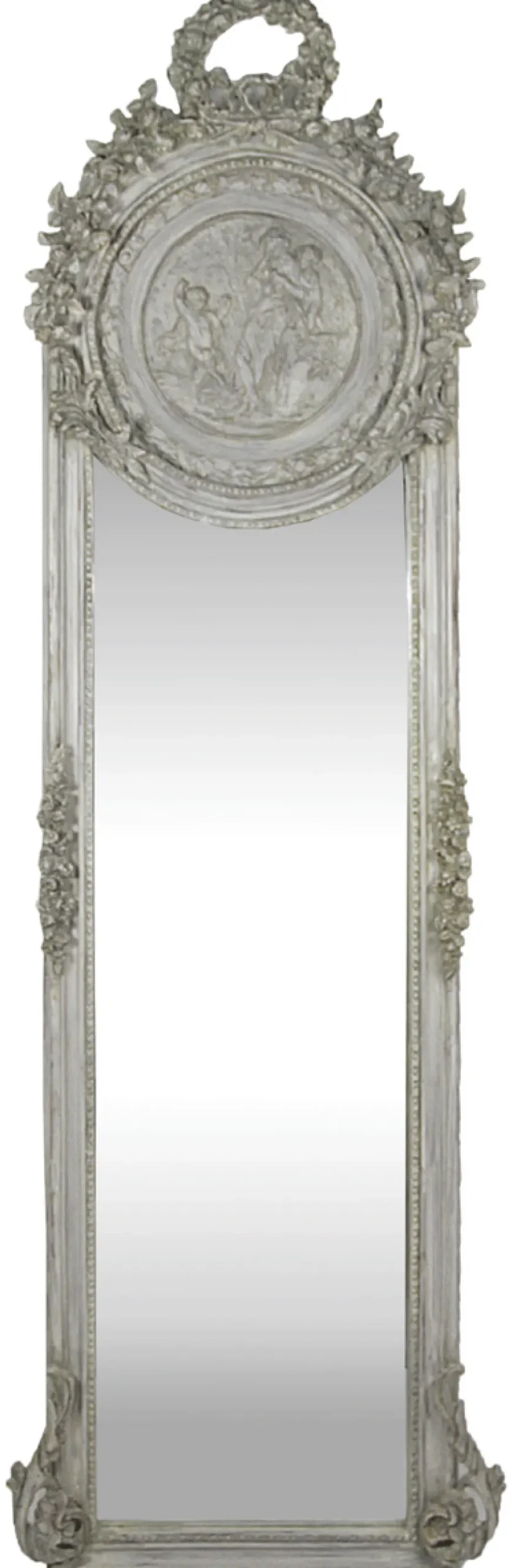 Casa Padrino Barock Spiegel Grau 55 x H. 175 cm - Massiv und Schwer - Antik Stil Wandspiegel