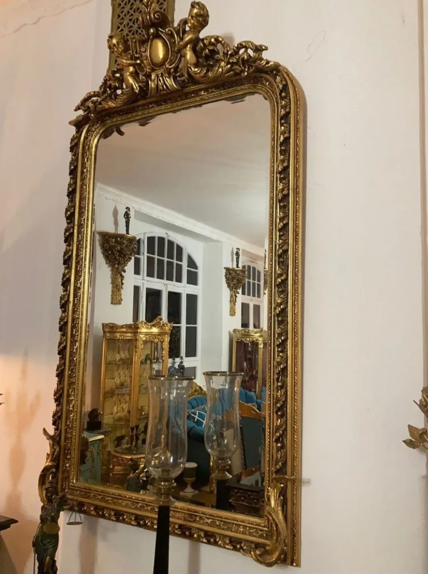 Casa Padrino Barock Spiegel Gold - Barockstil Spiegel mit Verzierungen - Rechteckiger Barockstil Wandspiegel - Barock Garderoben Spiegel - Barock Möbel - Möbel Barockstil - Edel & Prunkvoll