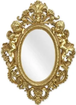 Casa Padrino Barock Spiegel Gold 35,1 x H. 48,8 cm - Antik Stil Wandspiegel - Wohnzimmer Spiegel - Garderoben Spiegel - Barock Möbel