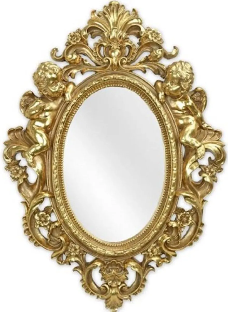 Casa Padrino Barock Spiegel Gold 35,1 x H. 48,8 cm - Antik Stil Wandspiegel - Wohnzimmer Spiegel - Garderoben Spiegel - Barock Möbel