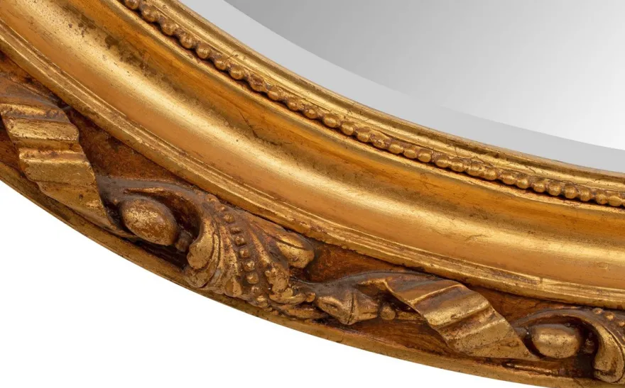Casa Padrino Barock Spiegel Gold 129 x 12 x H. 112 cm - Ovaler Wandspiegel im Barockstil - Antik Stil Garderoben Spiegel - Wohnzimmer Spiegel - Barock Möbel