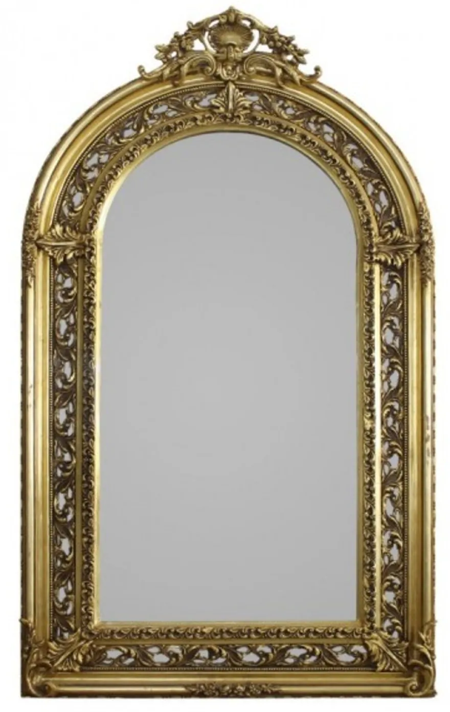 Casa Padrino Barock Spiegel Halbrund Gold 190 x 110 cm - Prunkvoll