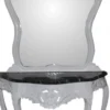 Casa Padrino Barock Spiegelkonsole mit Marmorplatte in Weiss, Antik Look, 196 cm