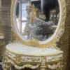 Casa Padrino Barock Spiegelkonsole mit Marmorplatte Weiß / Mehrfarbig / Gold - Prunkvolle Barock Konsole mit Spiegel - Garderoben Möbel Barockstil - Barock Möbel - Antik Stil Möbel