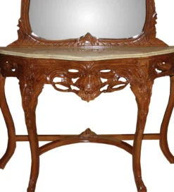 Casa Padrino Barock Spiegelkonsole Braun mit Marmorplatte - Limited Edition