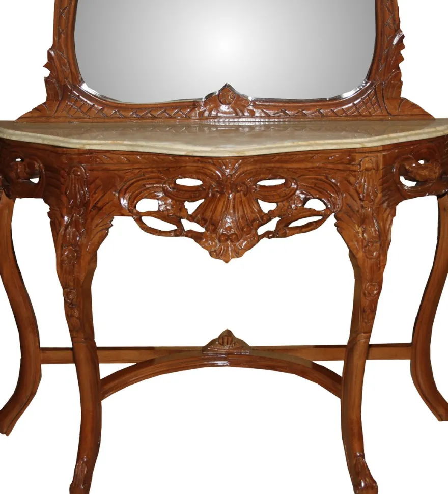 Casa Padrino Barock Spiegelkonsole Braun mit Marmorplatte - Limited Edition