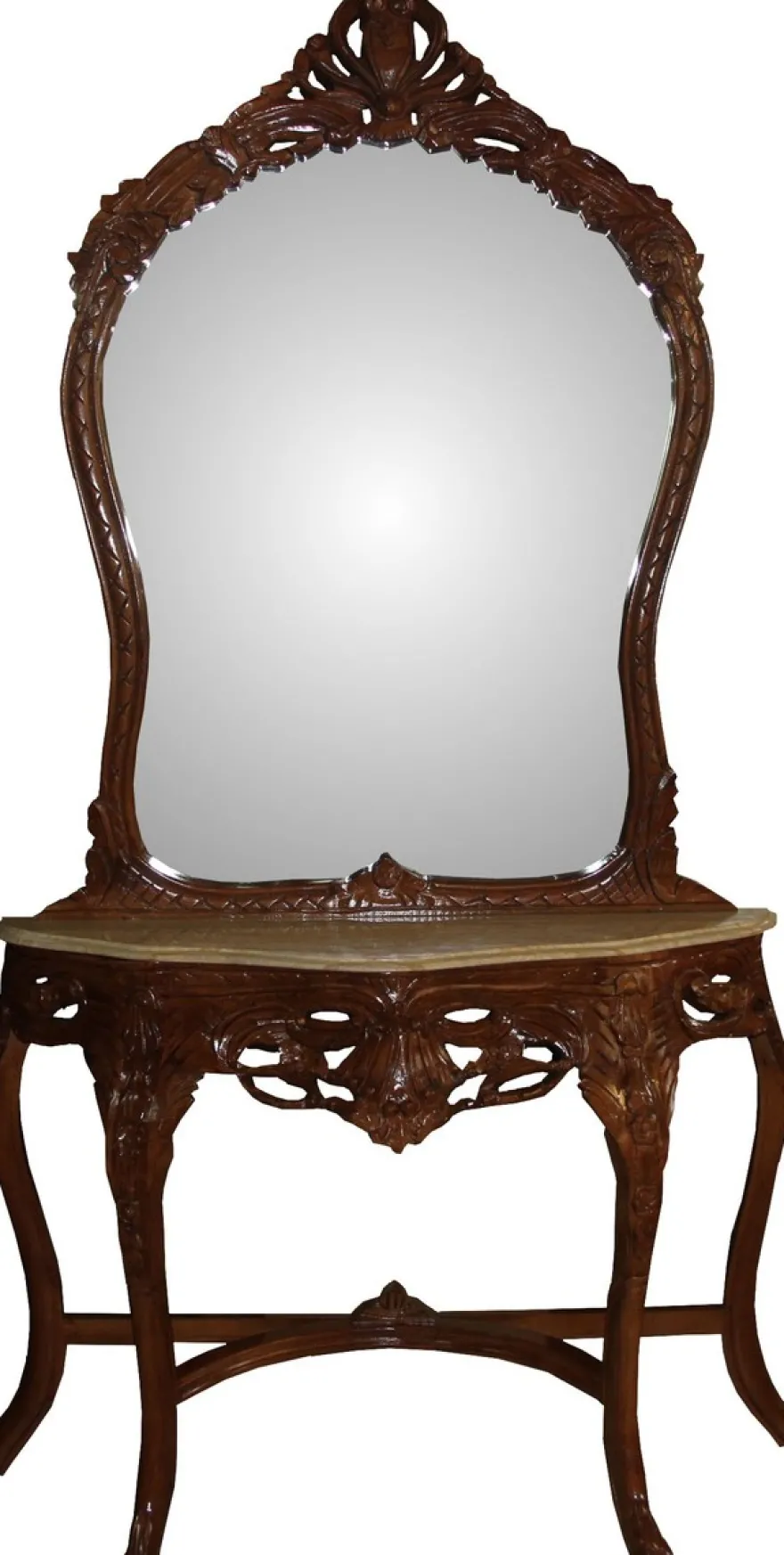 Casa Padrino Barock Spiegelkonsole Braun mit Marmorplatte - Limited Edition