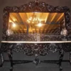 Casa Padrino Barock Spiegelkonsole Schwarz mit weißer Marmorplatte, 285 x 100 x 55 cm