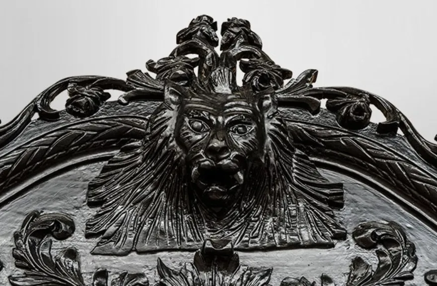 Casa Padrino Barock Spiegel Löwenkopf Schwarz 270 x 165 cm - Gigantischer Wandspiegel im Barockstil