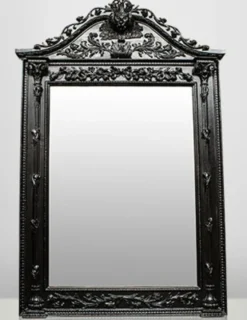 Casa Padrino Barock Spiegel Löwenkopf Schwarz 270 x 165 cm - Gigantischer Wandspiegel im Barockstil