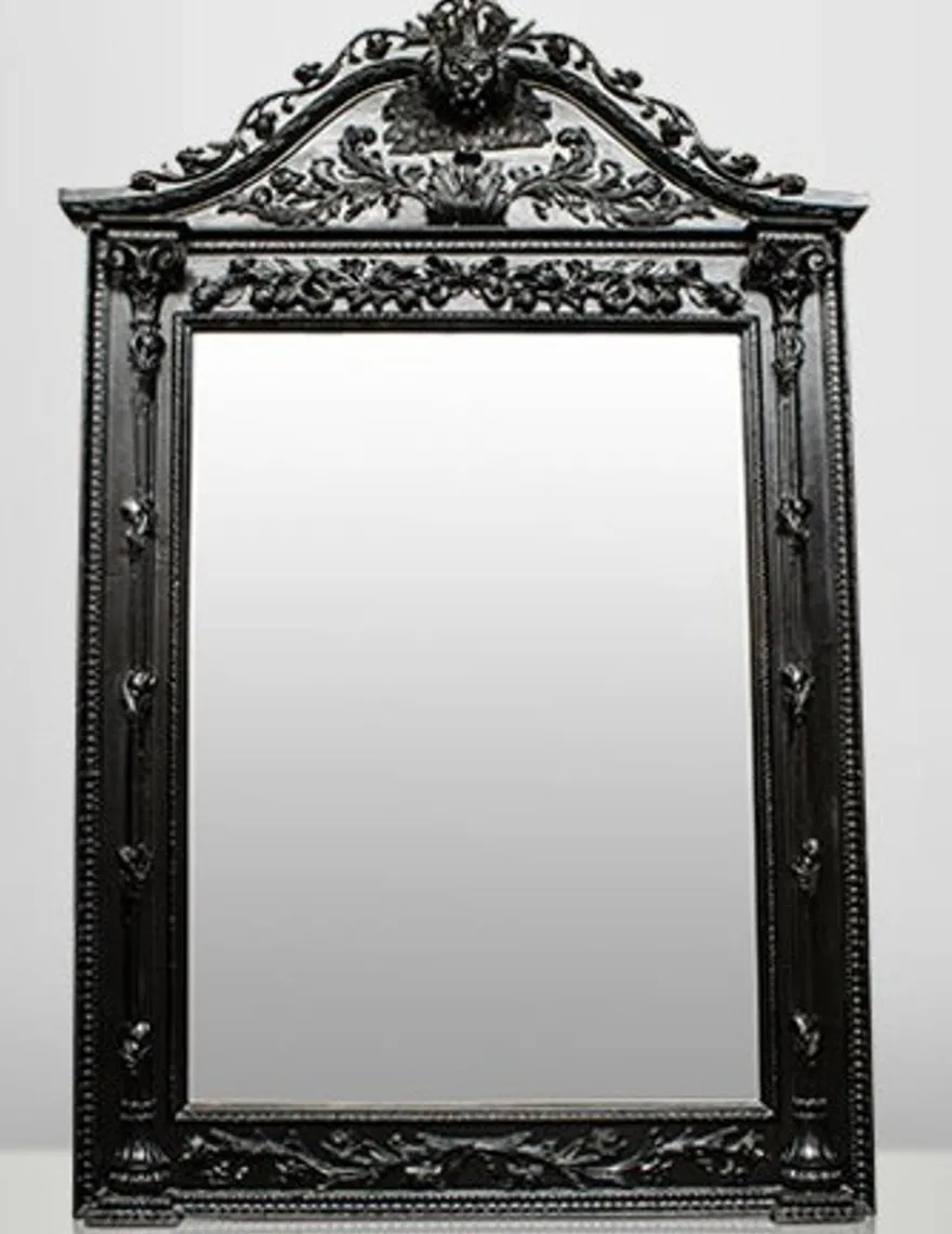 Casa Padrino Barock Spiegel Löwenkopf Schwarz 270 x 165 cm - Gigantischer Wandspiegel im Barockstil