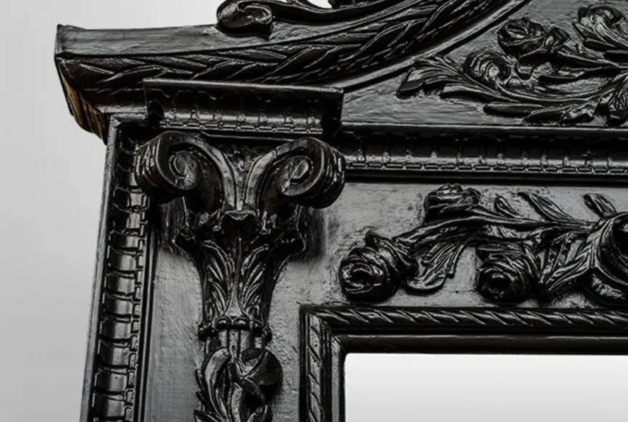 Casa Padrino Barock Spiegel Löwenkopf Schwarz 270 x 165 cm - Gigantischer Wandspiegel im Barockstil