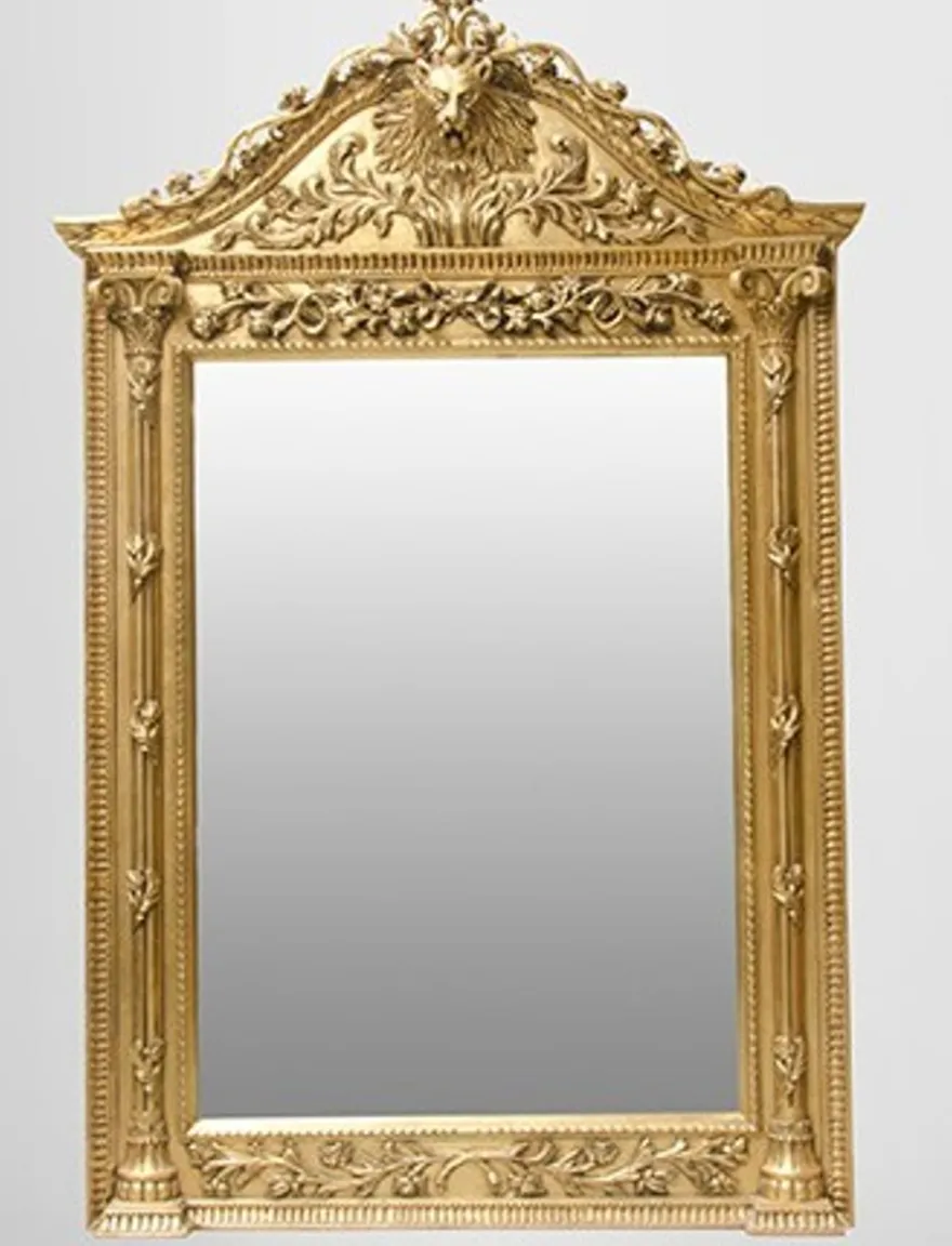 Casa Padrino Barock Spiegel Löwe Prunkspiegel Gold 270 x 165 cm - Wandspiegel im Antik Stil