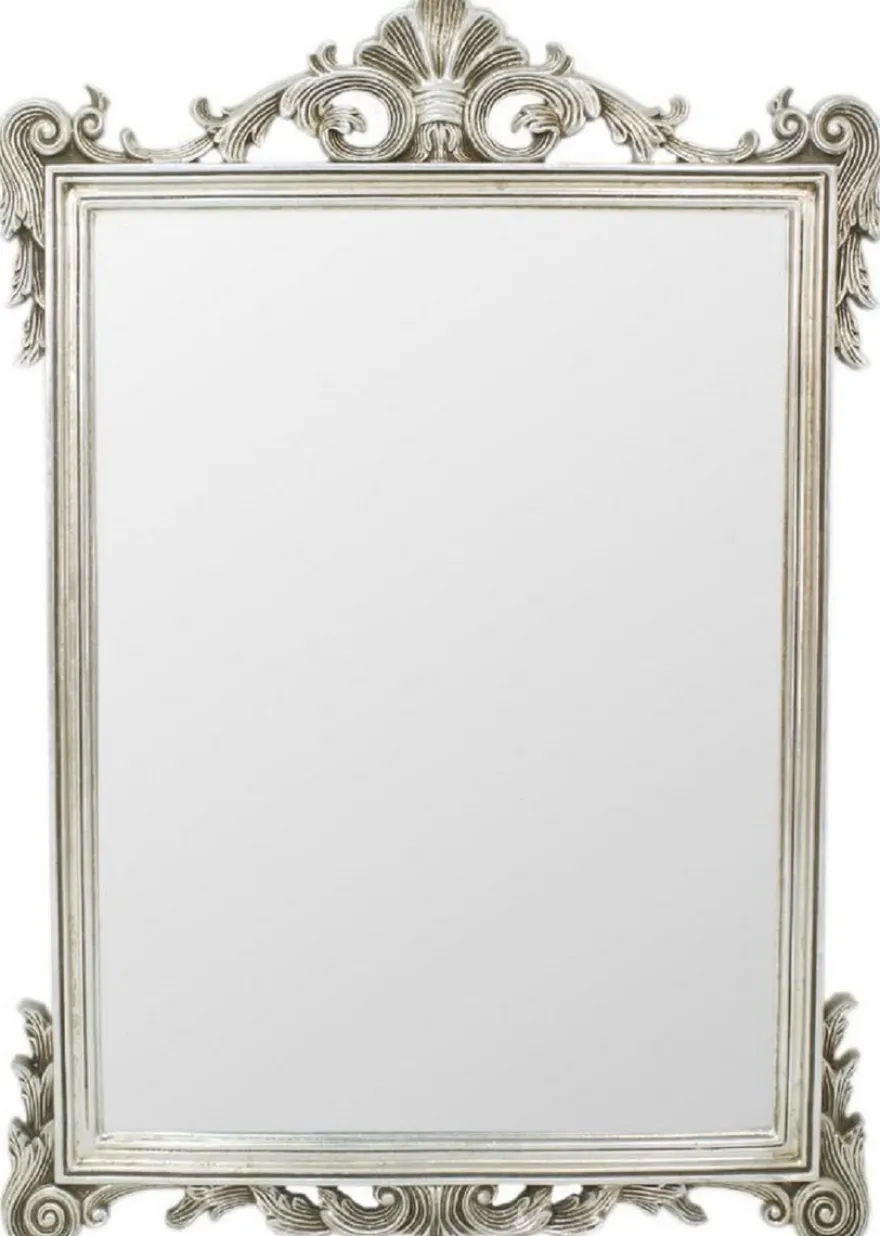 Casa Padrino Barock Spiegel Silber 75 x H. 110 cm - Wandspiegel im Barockstil - Antik Stil Garderoben Spiegel - Wohnzimmer Spiegel - Barock Möbel