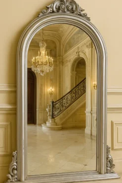 Casa Padrino Barock Spiegel Silber H. 130 cm - Barockstil Garderoben Wandspiegel