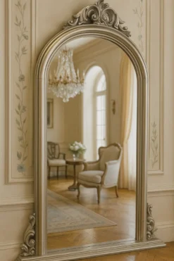 Casa Padrino Barock Spiegel Silber H. 130 cm - Barockstil Garderoben Wandspiegel
