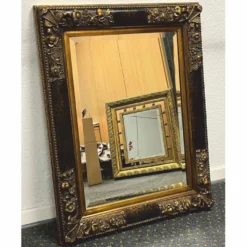 Casa Padrino Barock Spiegel Schwarz / Antik Gold H. 94 cm - Barockstil Möbel