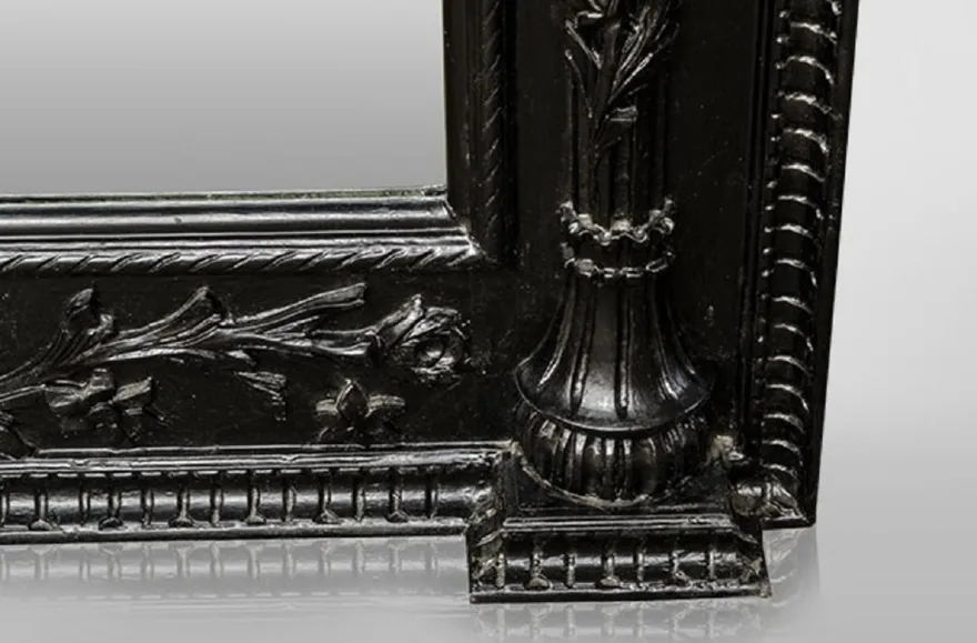 Casa Padrino Barock Spiegel Schwarz - Barockstil Spiegel mit eleganten Verzierungen - Riesiger Barockstil Wandspiegel - Barock Garderoben Spiegel - Barock Möbel - Möbel Barockstil