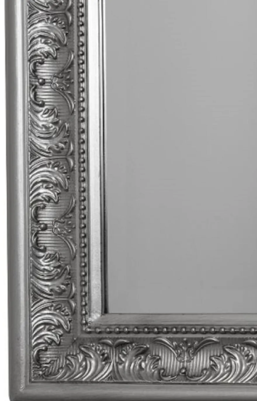 Casa Padrino Barock Spiegel Silber 52 x H. 62 cm - Handgefertigter Barock Wandspiegel mit Facettenschliff und wunderschönen Verzierungen