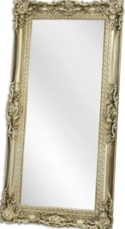 Casa Padrino Barock Spiegel Silber 88 x H. 178 cm - Garderoben Spiegel - Wohnzimmer Spiegel - Prunkvoller Wandspiegel im Barockstil