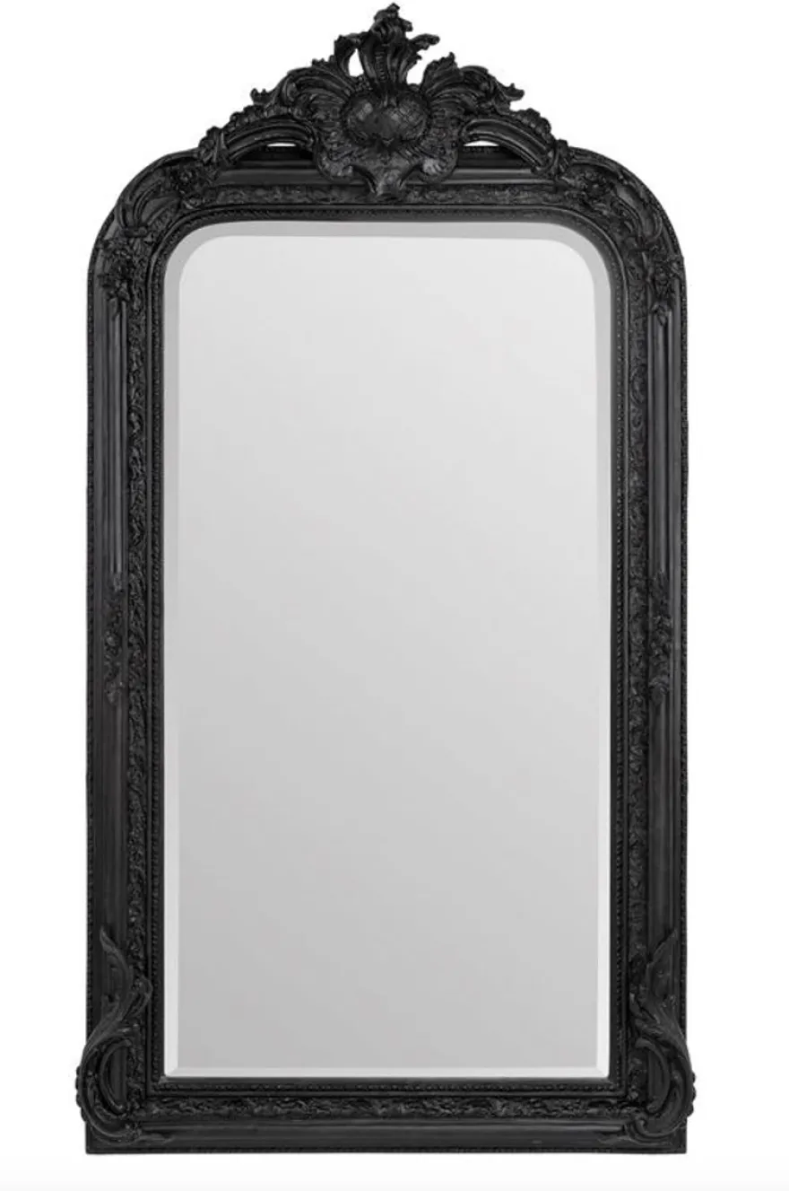 Casa Padrino Barock Spiegel Schwarz 90 x H. 160 cm - Wandspiegel Antik Stil Möbel