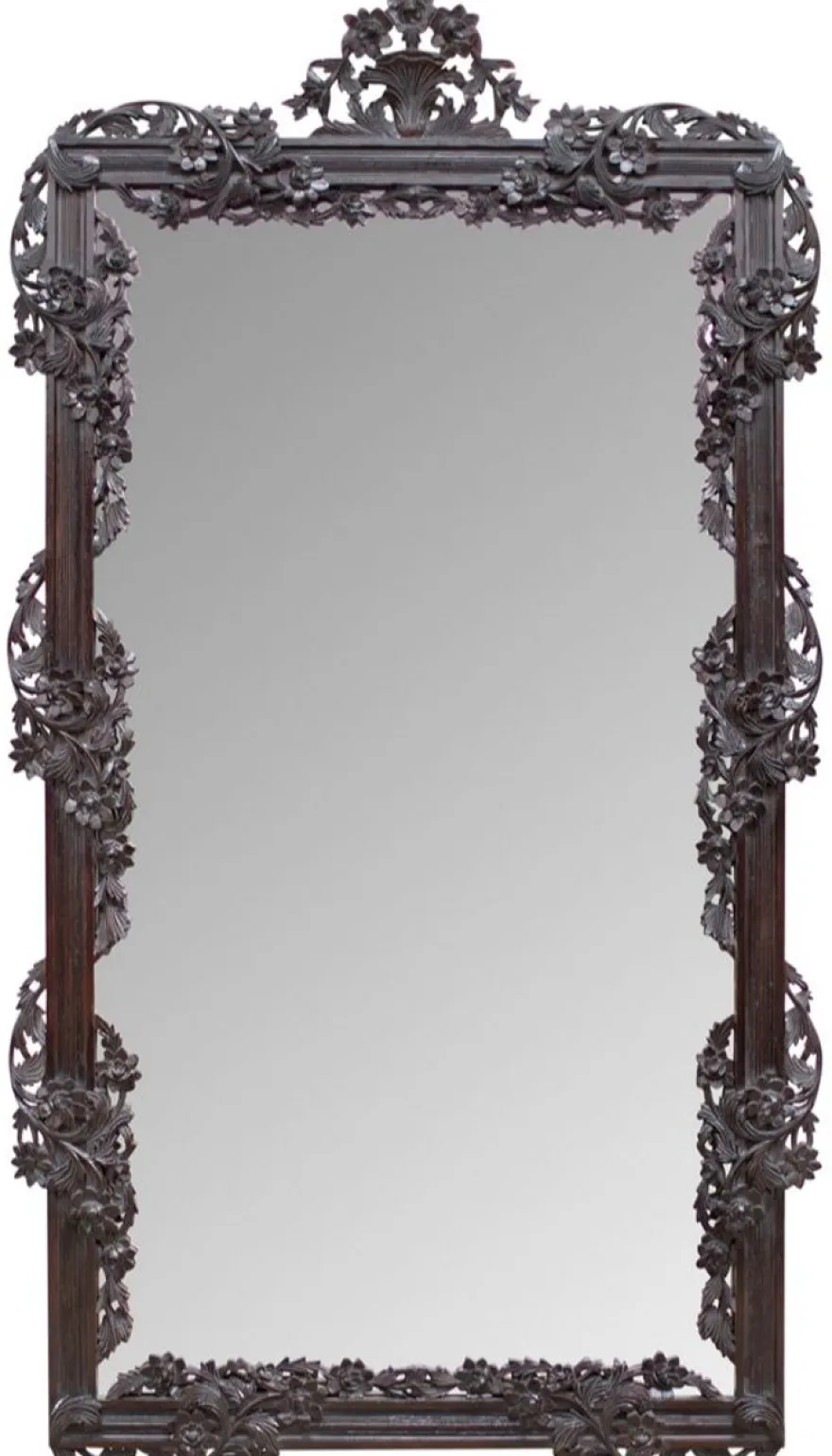 Casa Padrino Barock Spiegel / Wandspiegel Dunkelbraun 122 x H. 224 cm - Barockstil Möbel