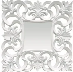 Casa Padrino Barock Spiegel Weiß 76 x H. 76 cm - Quadratischer Wandspiegel im Barockstil - Prunkvoller Antik Stil Garderoben Spiegel - Barock Interior - Barock Möbel
