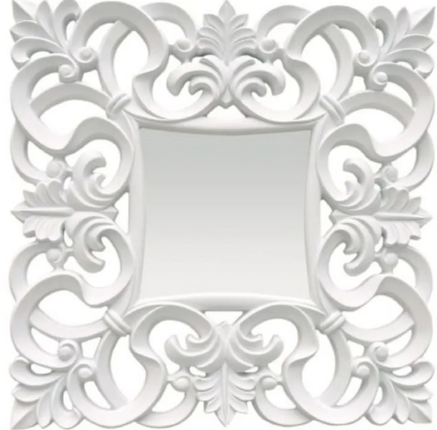 Casa Padrino Barock Spiegel Weiß 76 x H. 76 cm - Quadratischer Wandspiegel im Barockstil - Prunkvoller Antik Stil Garderoben Spiegel - Barock Interior - Barock Möbel