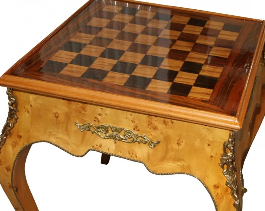 Casa Padrino Barock Spieltisch Schach / Backgammon Tisch Mahagoni L 60 x B 60 x H 71 cm - Möbel Antik Stil Barock