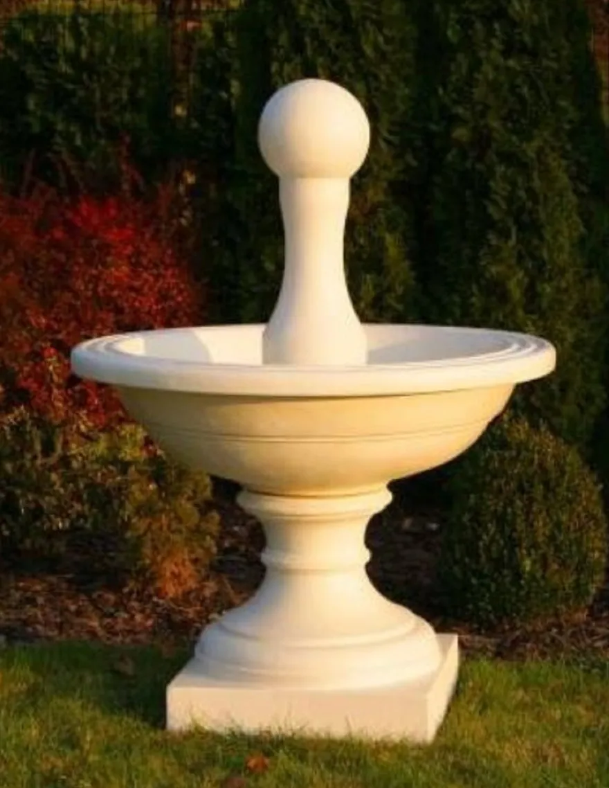 Casa Padrino Barock Springbrunnen Sandfarben Ø 102 x H. 151 cm - Prunkvoller Gartenbrunnen im Barockstil - Runder Gartendeko Stein Brunnen - Barock Garten Deko Accessoires