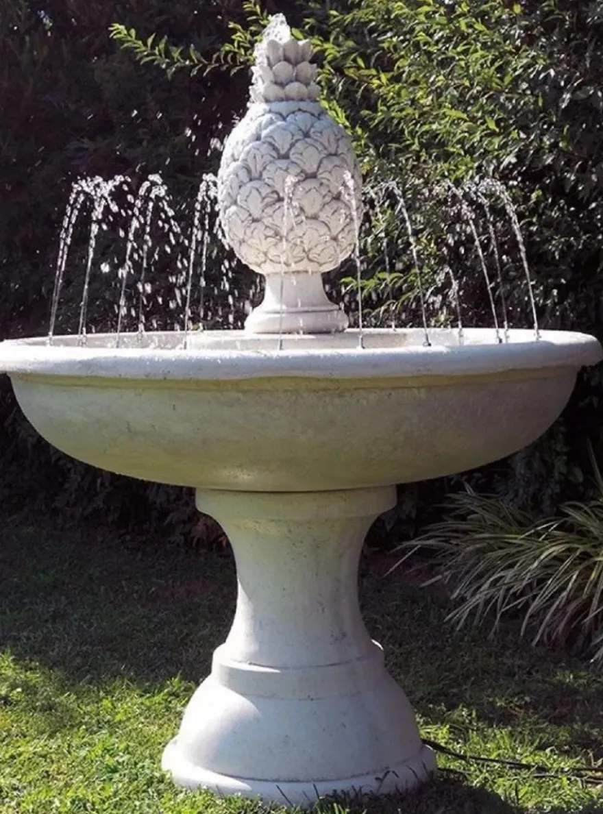 Casa Padrino Barock Springbrunnen Grau Ø 102 x H. 131 cm - Runder Gartenbrunnen - Made in Italy