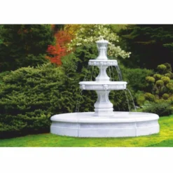 Casa Padrino Barock Springbrunnen Grau Ø 245 x H. 210 cm - Barock Garten Deko