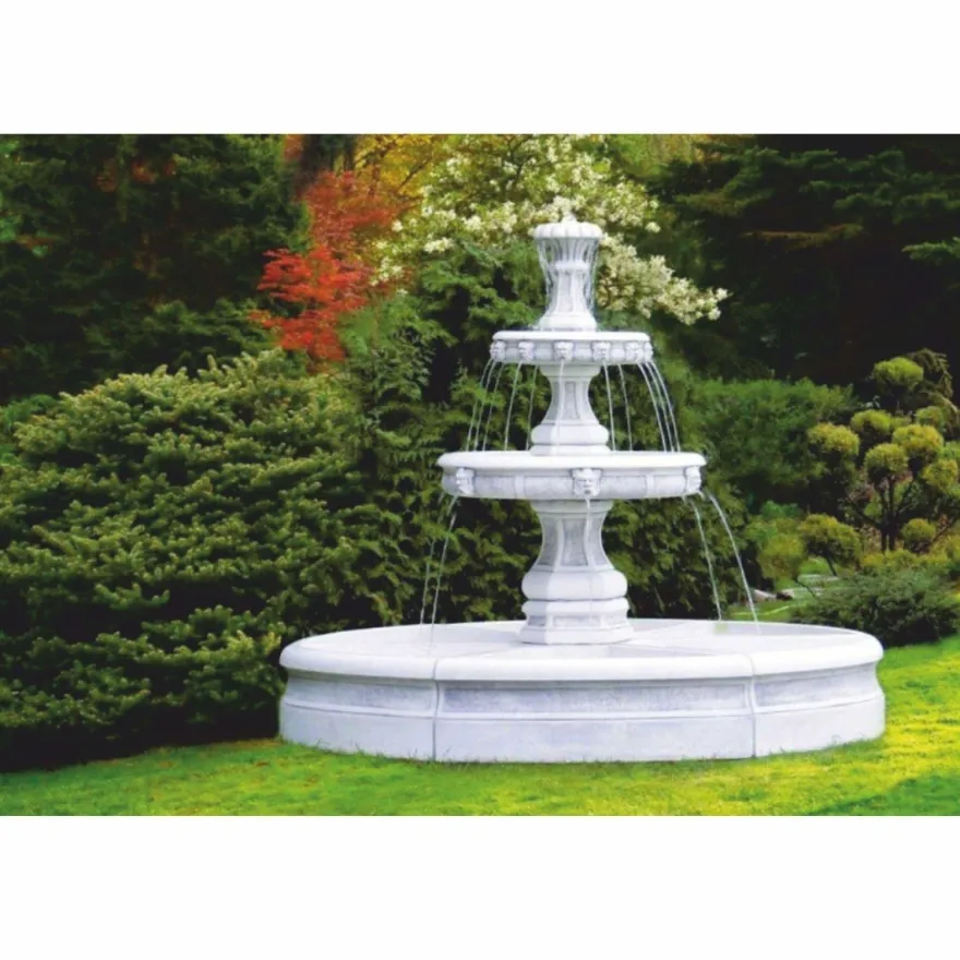 Casa Padrino Barock Springbrunnen Grau Ø 245 x H. 210 cm - Barock Garten Deko