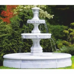Casa Padrino Barock Springbrunnen Grau Ø 245 x H. 210 cm - Barock Garten Deko