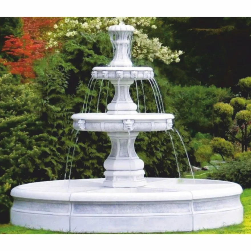 Casa Padrino Barock Springbrunnen Grau Ø 245 x H. 210 cm - Barock Garten Deko
