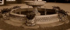 Casa Padrino Barock Springbrunnen Umrandung Grau Ø 545 x H. 58 cm - Prunkvolle Gartenbrunnen Umrandung - Barockstil Brunnen Umrandung - Gartendeko im Barockstil - Barock Garten Accessoires