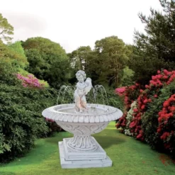 Casa Padrino Barock Springbrunnen Grau Ø 120 x H. 110 cm - Made in Italy