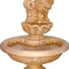 Casa Padrino Barock Springbrunnen Mädchen Beige Ø 70 x H. 119 cm