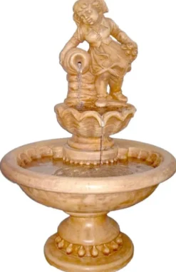 Casa Padrino Barock Springbrunnen Mädchen Beige Ø 70 x H. 119 cm