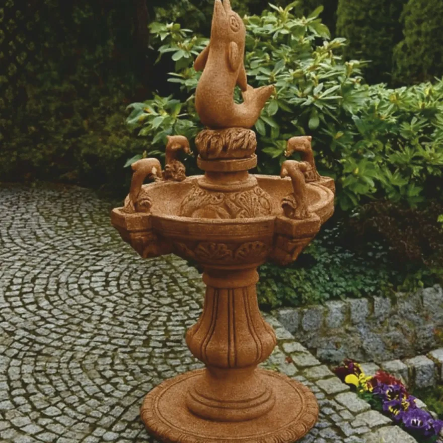 Casa Padrino Barock Springbrunnen Delphine Braun Ø 80 x H. 140 cm - Barockstil Brunnen