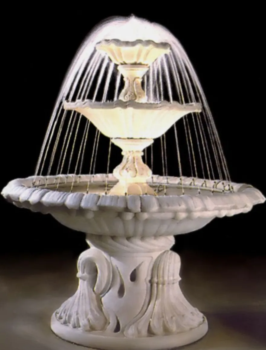 Casa Padrino Barock Springbrunnen / Gartenbrunnen Ø 145 x H. 180 cm - Luxus Gartendeko